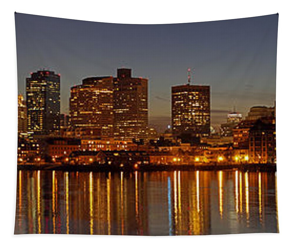 Panorama Tapestry featuring the photograph Boston Skyline Panorama by Juergen Roth