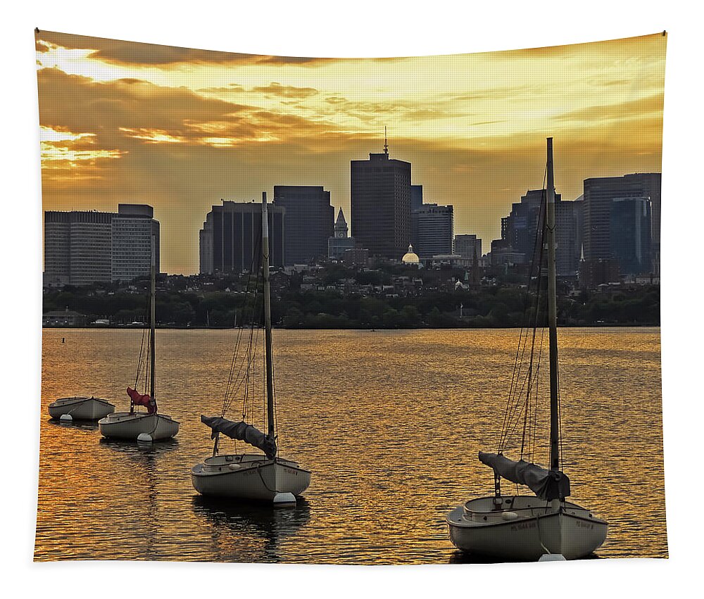 Charles River Tapestry featuring the photograph Boston Sunrise by Robert Mitchell