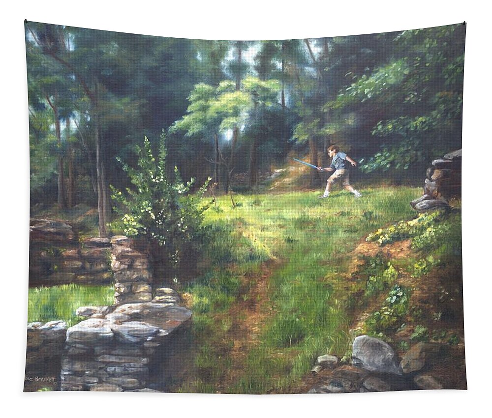 Pretend Tapestry featuring the painting Bouts of Fantasy by Lori Brackett