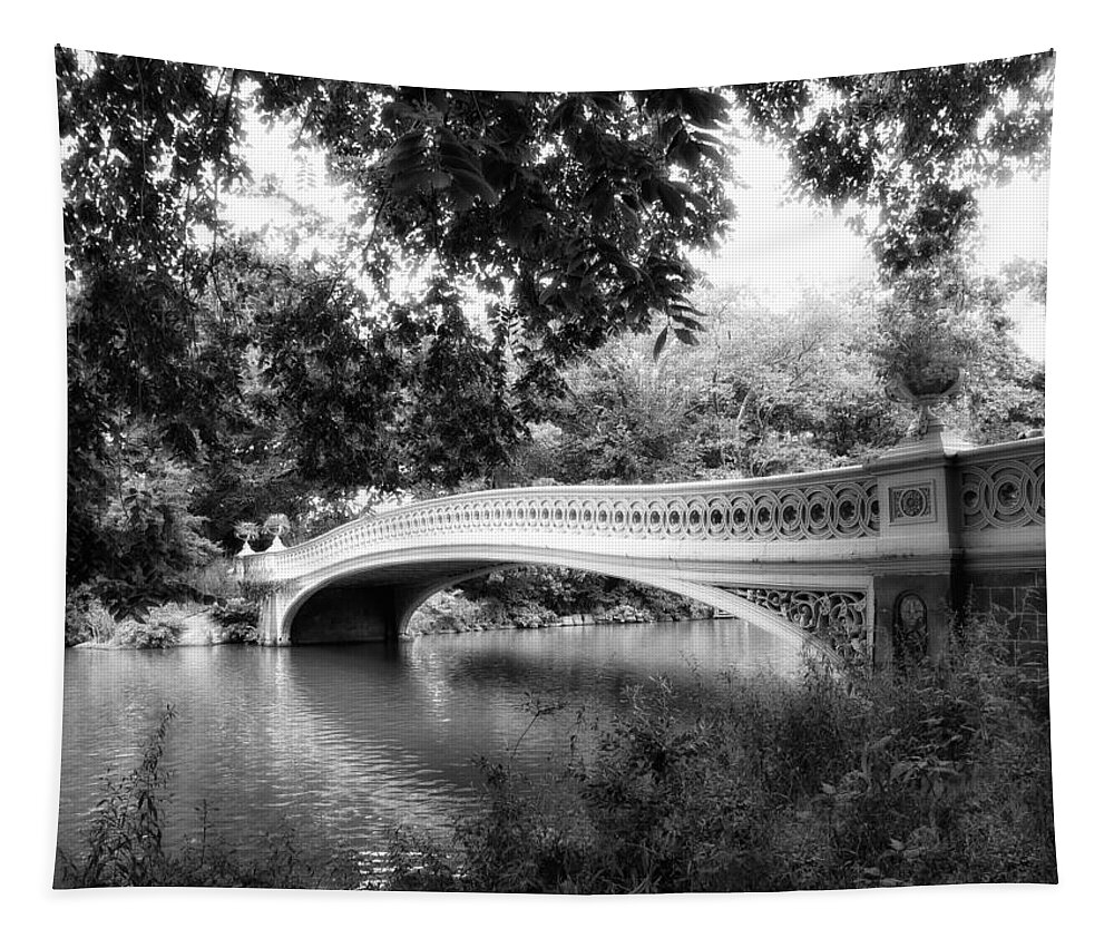 Bridge Tapestry featuring the photograph Bow Bridge in Black and White by Jessica Jenney