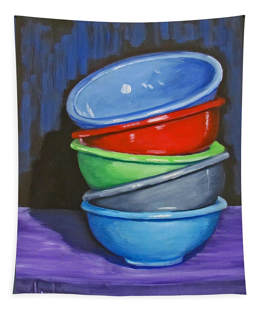 Bowl Tapestry featuring the painting Bowls by Kevin Hughes