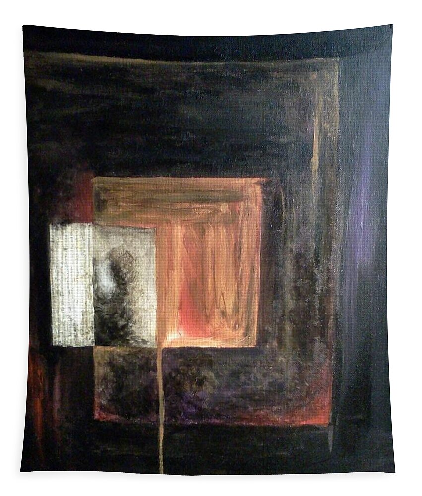Abstract Tapestry featuring the painting Box by Pamela Henry