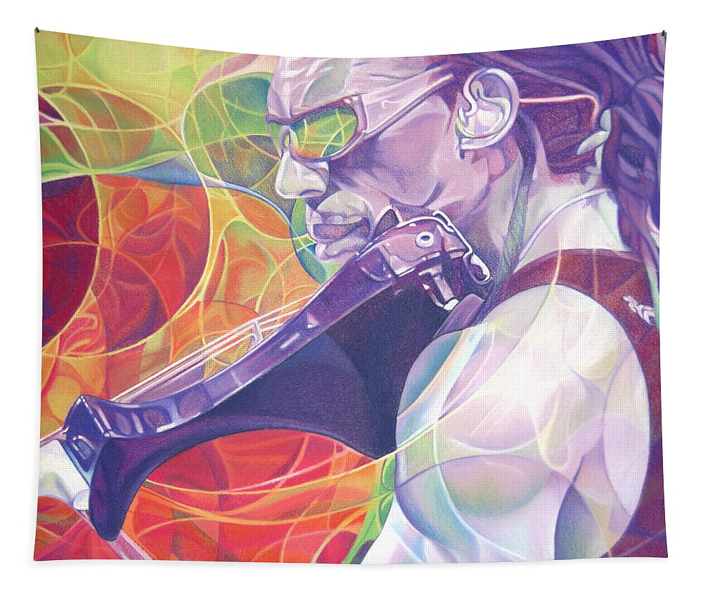 Boyd Tinsley Tapestry featuring the drawing Boyd Tinsley and Circles by Joshua Morton