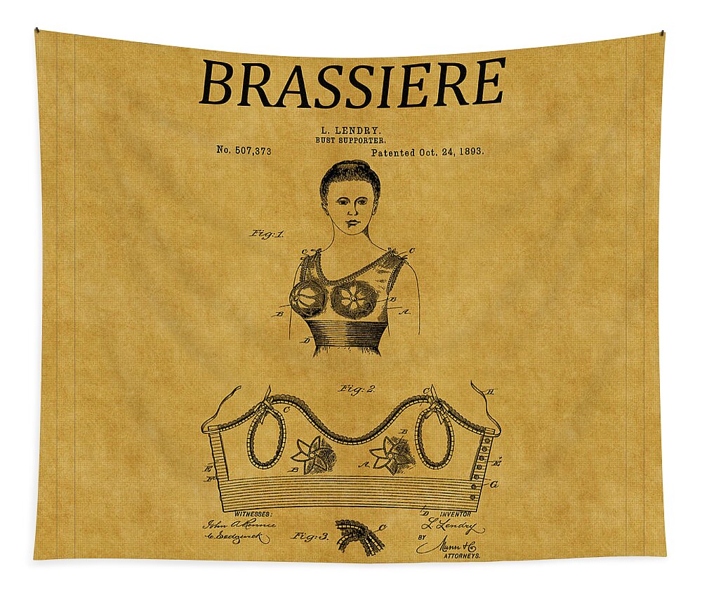 Bra Tapestry featuring the photograph Bra Patent 9 by Andrew Fare