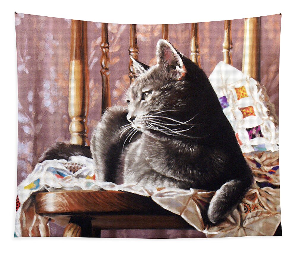 Cat Tapestry featuring the painting Brat Cat by Dianna Ponting