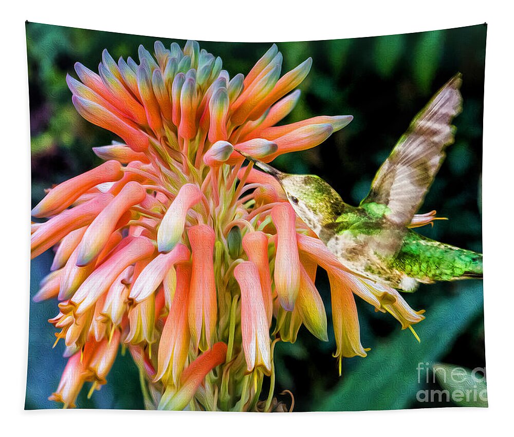 Hummingbird Tapestry featuring the digital art Breakfast for a Hummer by Georgianne Giese