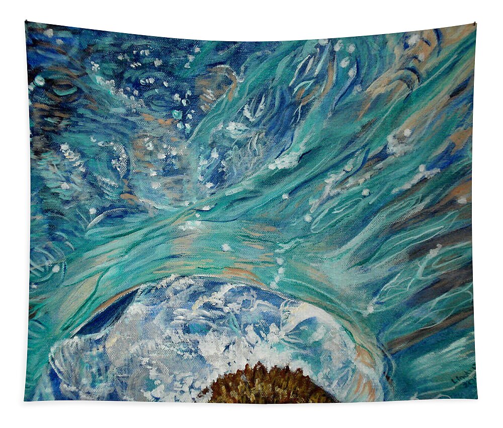 Swimming Tapestry featuring the painting Breaking Through by Linda Queally