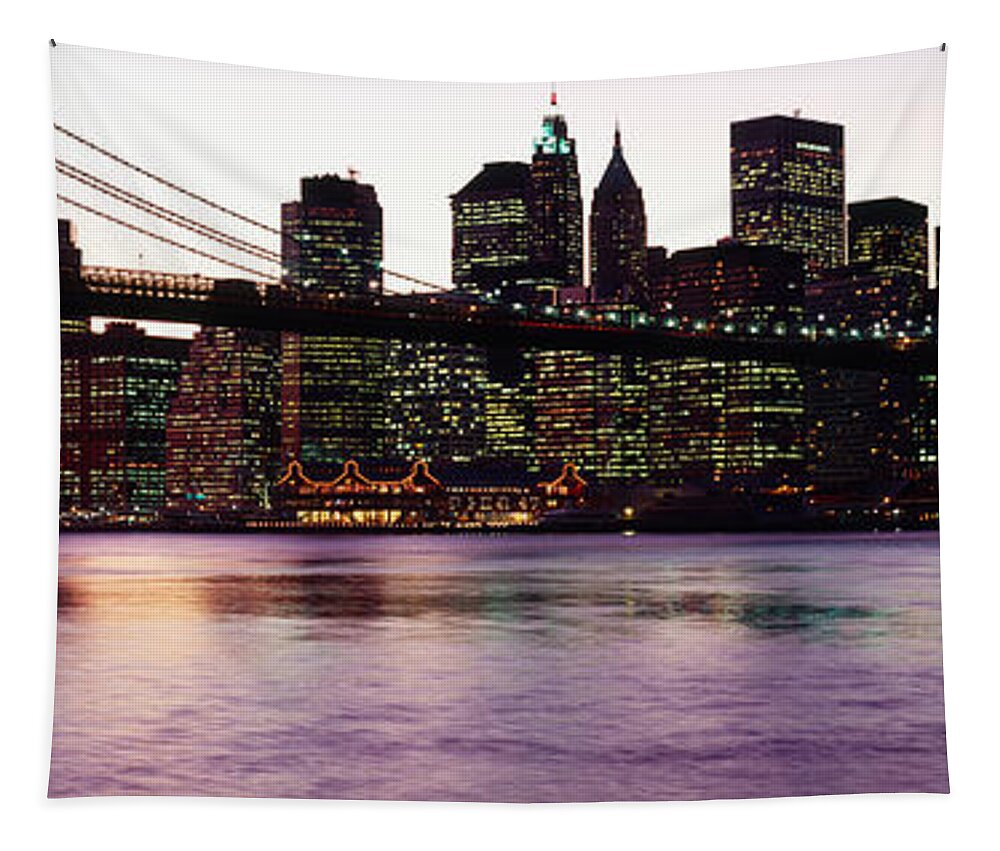 Photography Tapestry featuring the photograph Bridge Across A River, Brooklyn Bridge by Panoramic Images