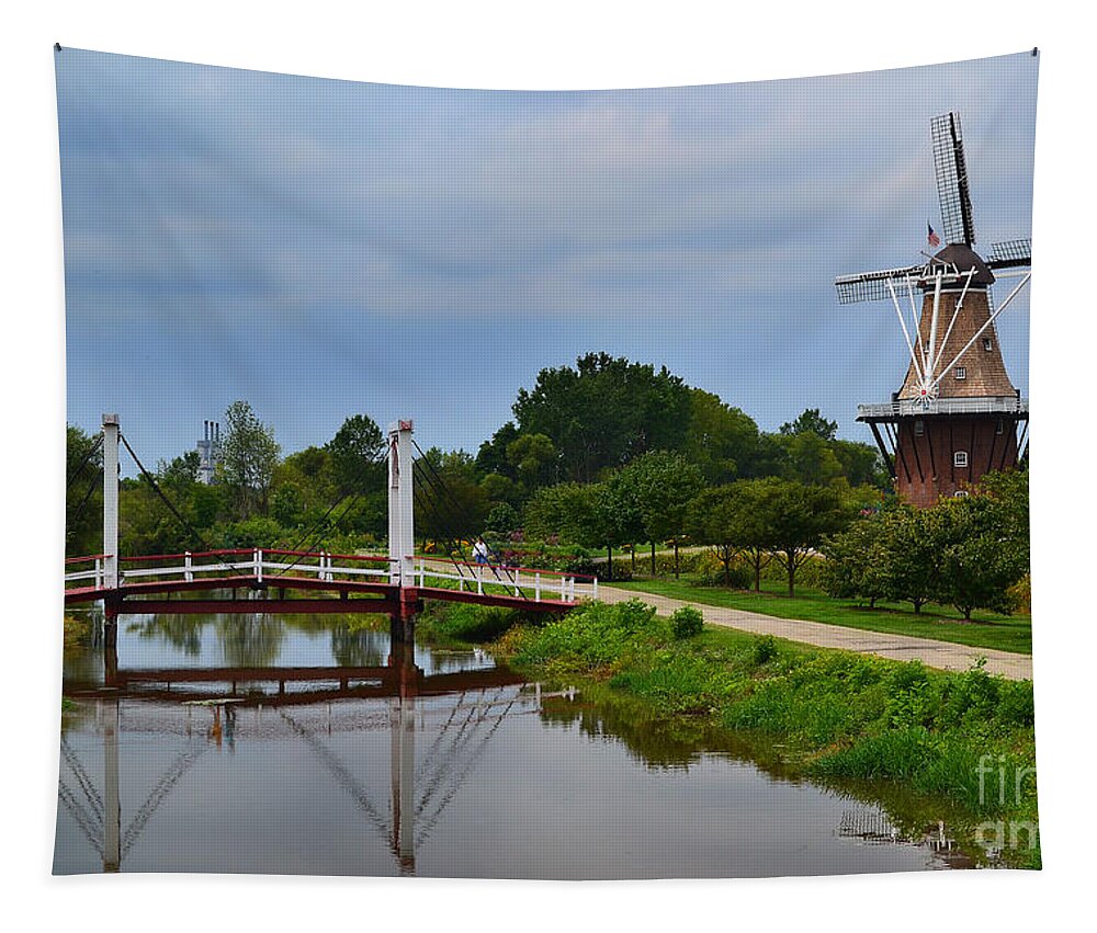 Holland Bridge Tapestry featuring the photograph Bridge to Holland Windmill by Amy Lucid