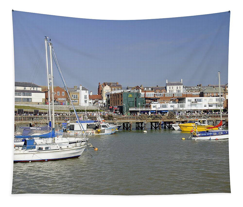 Bright Tapestry featuring the photograph Bridlington Harbour Scene 02 by Rod Johnson