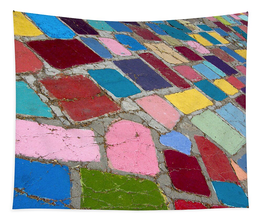 Paving Tapestry featuring the photograph Bright Paving Stones by Lynn Hansen