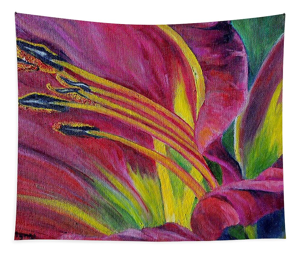 Hibiscus Tapestry featuring the painting Brilliance within by Marilyn McNish