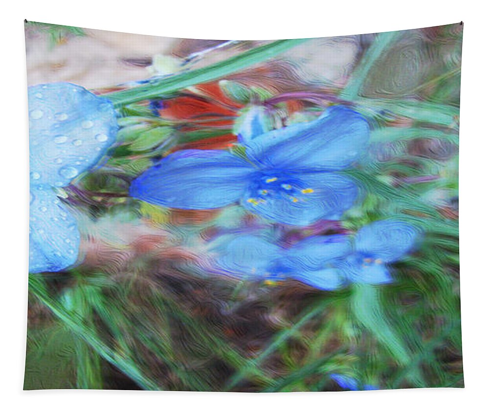 Blue Tapestry featuring the photograph Brilliant Blue Flowers by Cathy Anderson