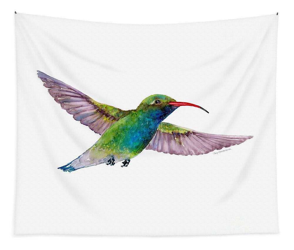 Bird Tapestry featuring the painting Broad Billed Hummingbird by Amy Kirkpatrick