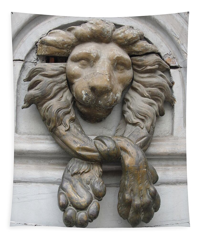 Lion Tapestry featuring the photograph Bronze Lion by Pema Hou