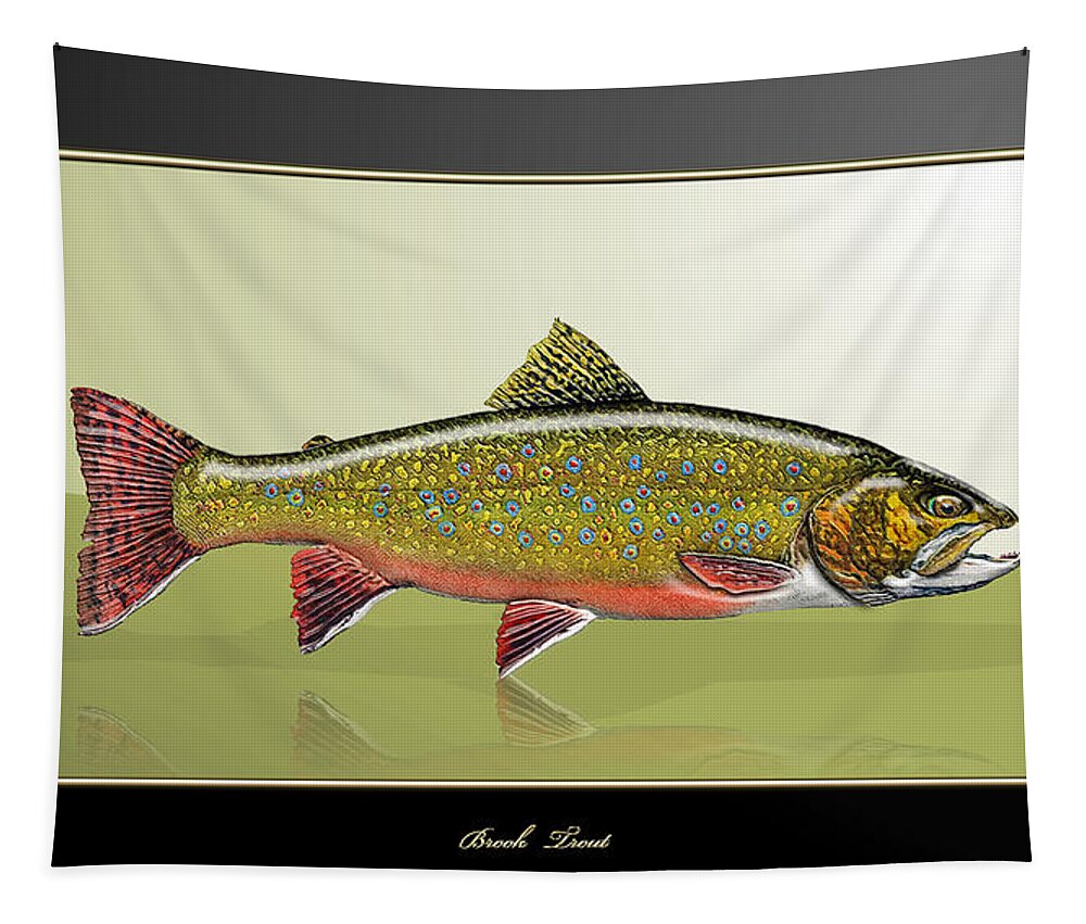 'fishing Corner' Collection By Serge Averbukh Tapestry featuring the digital art Brook Trout by Serge Averbukh