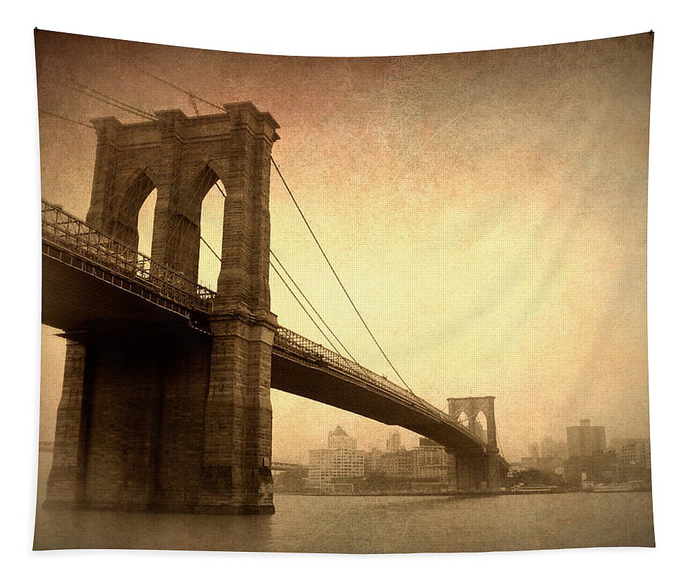 Bridge Tapestry featuring the photograph Brooklyn Bridge Nostalgia II by Jessica Jenney