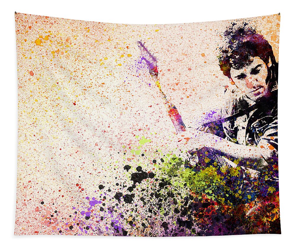 Bruce Springsteen Tapestry featuring the painting Bruce Springsteen Splats 2 by Bekim M
