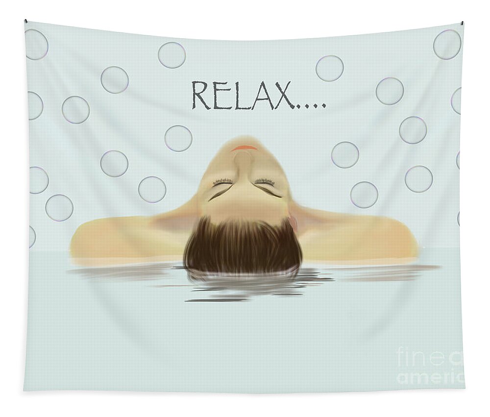 Bubble Tapestry featuring the painting Relax in a Luxury Spa by Barefoot Bodeez Art