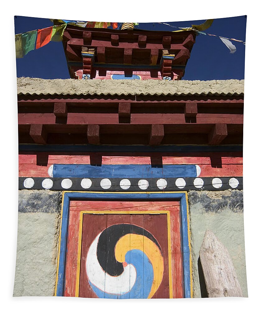 To Travel Tapestry featuring the photograph Buddhist Symbol on Chorten - Tibet by Craig Lovell