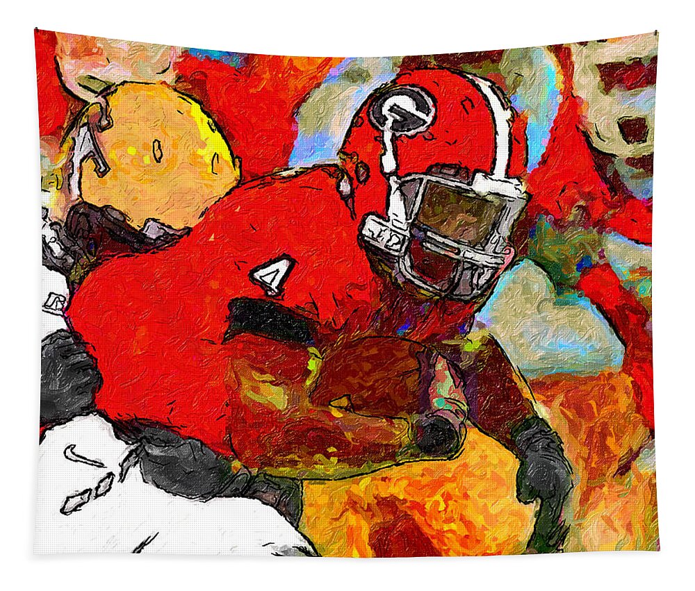 Georgia Bulldogs Tapestry featuring the painting Bulldog Back by John Farr