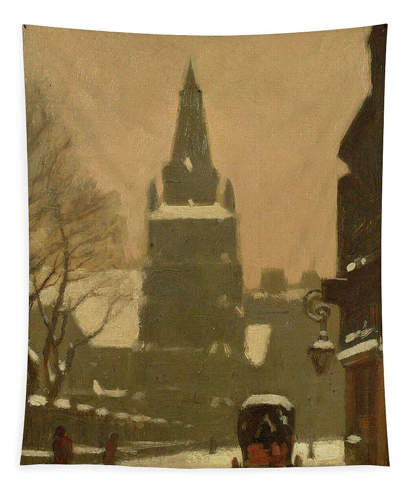 Snow Tapestry featuring the painting Bunhill Row by Samuel Harry Hancock