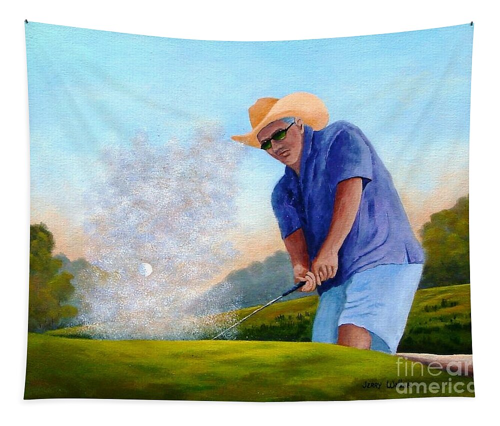 Golf Tapestry featuring the painting Bunker Shot by Jerry Walker