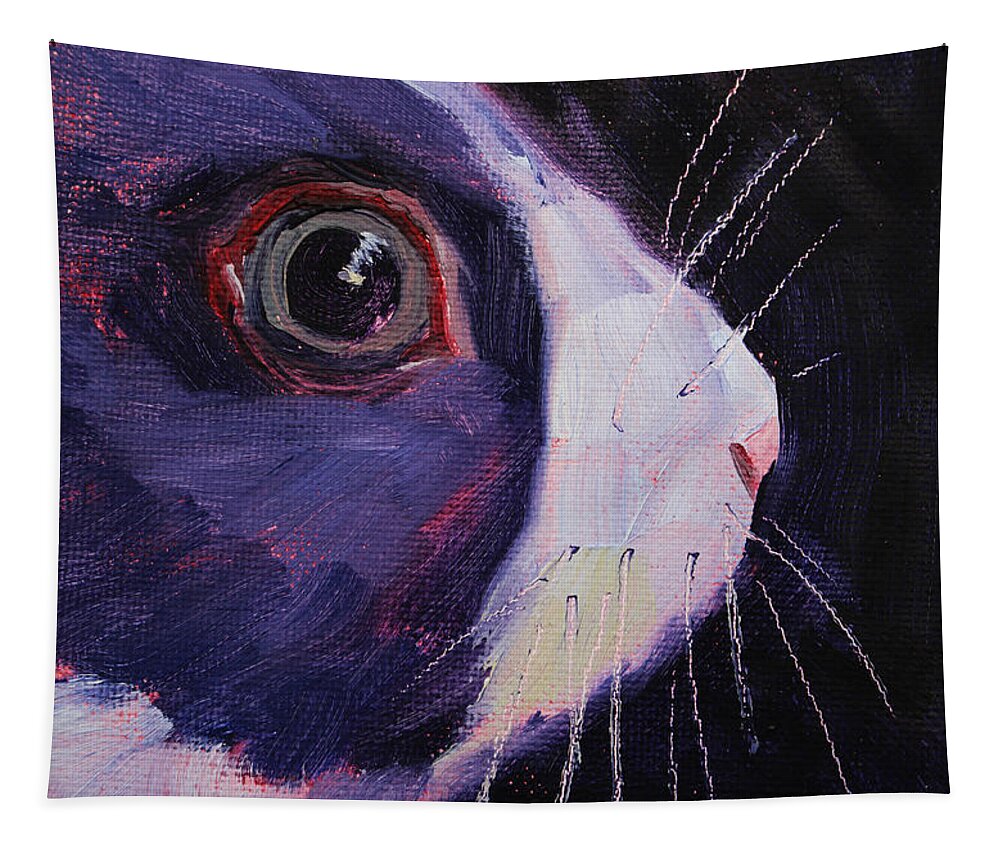 Rabbit Tapestry featuring the painting Bunny Thoughts by Nancy Merkle