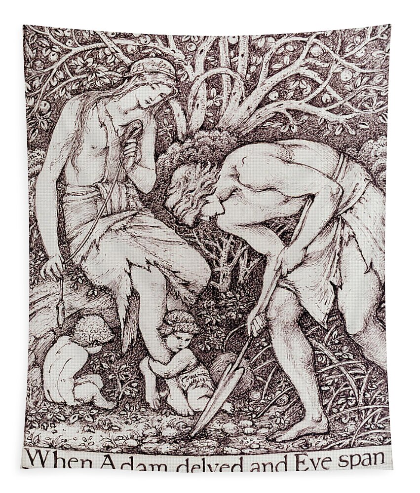 1888 Tapestry featuring the painting Burne-jones Adam & Eve by Granger