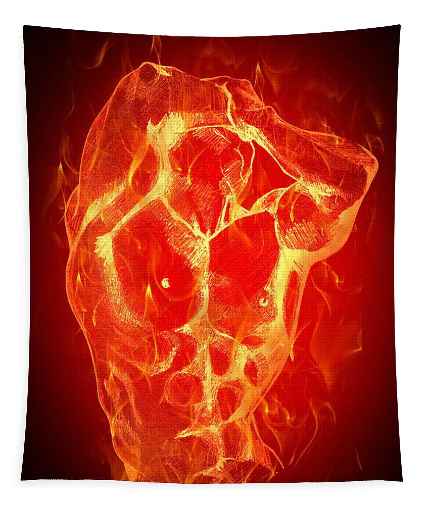 Fire Tapestry featuring the digital art Burning Up by Mark Ashkenazi