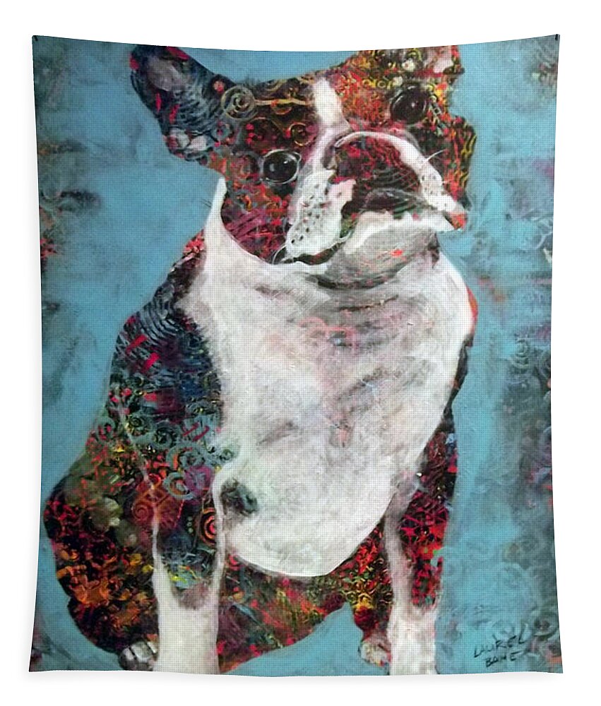 Boston Terrier Tapestry featuring the painting Buster by Laurel Bahe