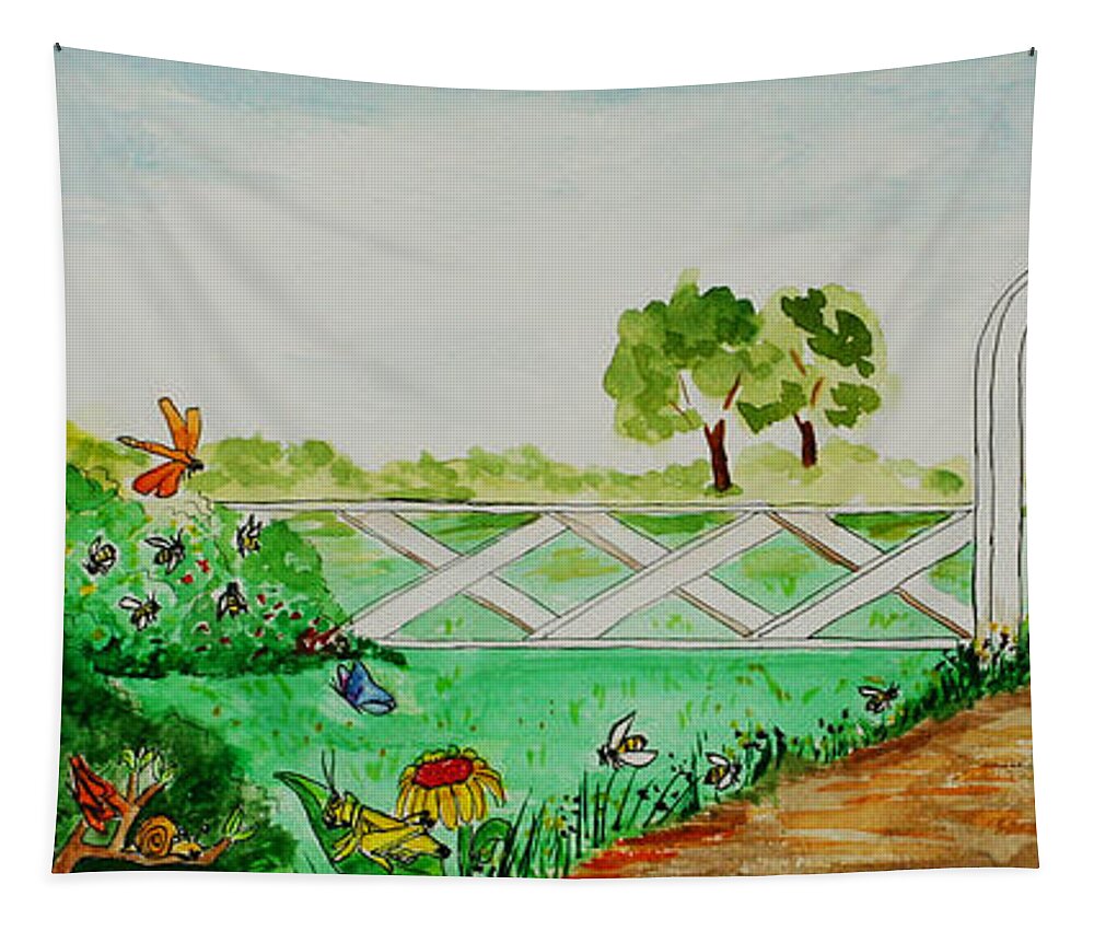 Garden Tapestry featuring the painting Busy Bee Garden by Janis Lee Colon