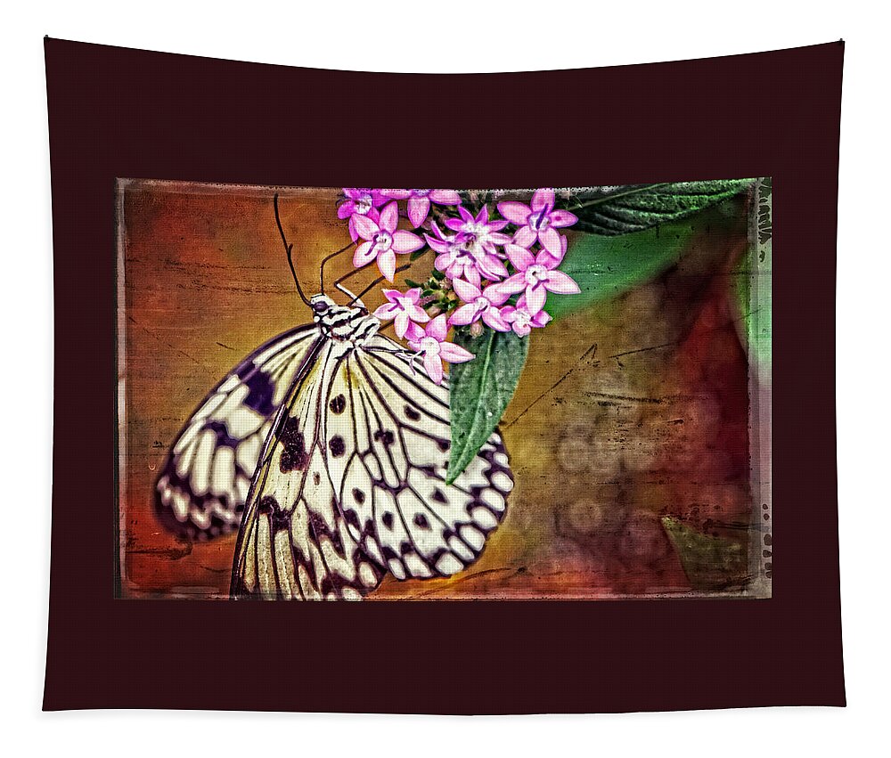 Butterfly Tapestry featuring the painting Butterfly Art - Hanging On - By Sharon Cummings by Sharon Cummings