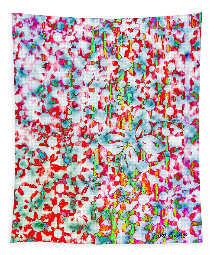 Butterflies Tapestry featuring the mixed media Butterfly Flowers 2 by Toni Somes