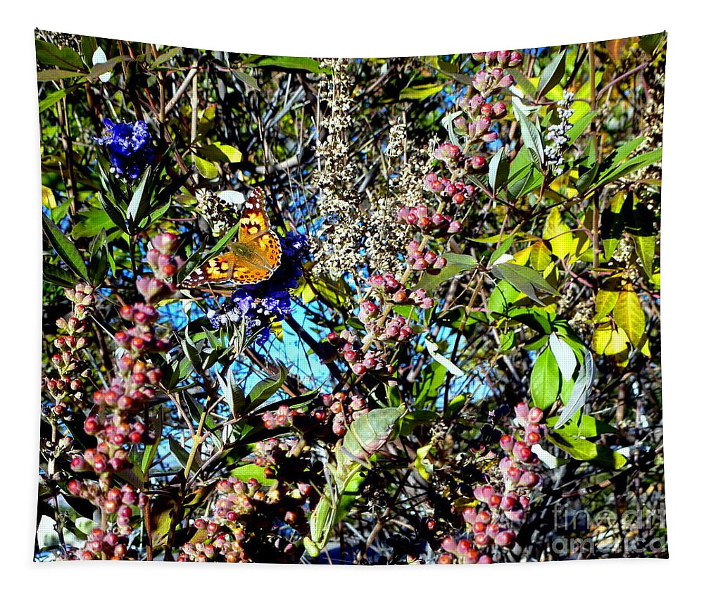 Butterfly Tapestry featuring the photograph Butterfly in Butterfly Bush by Mars Besso