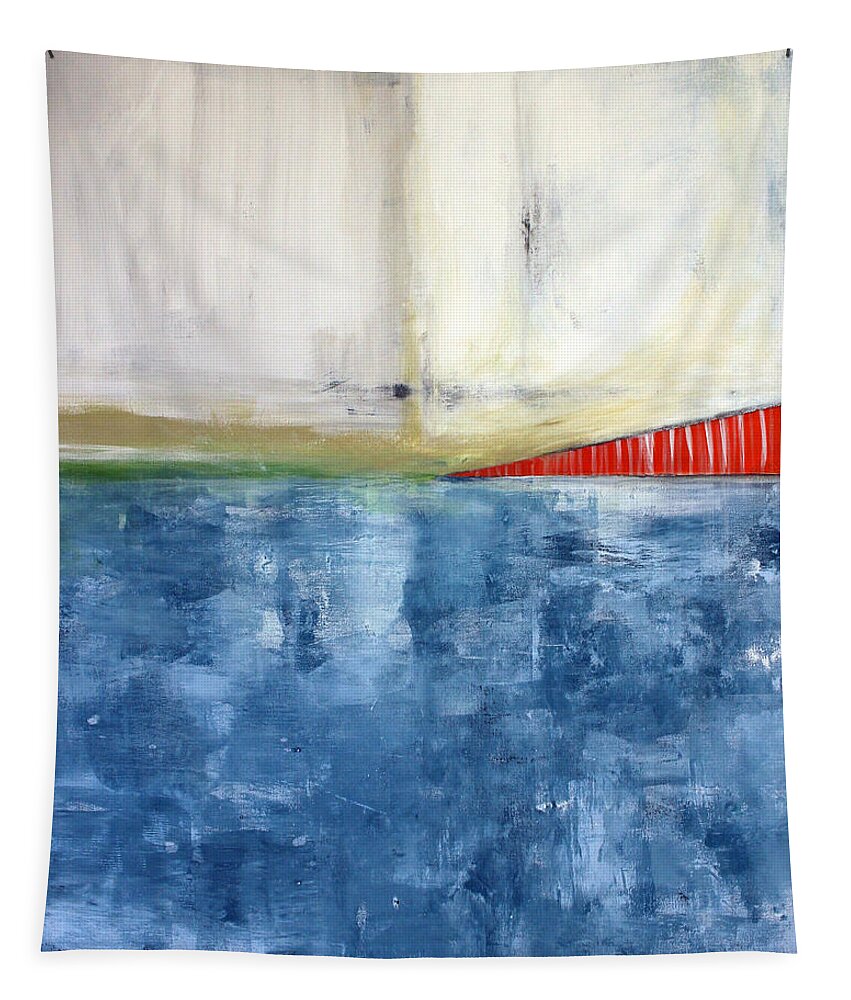 Golden Gate Bridge Tapestry featuring the mixed media By The Bay- Abstract Art by Linda Woods