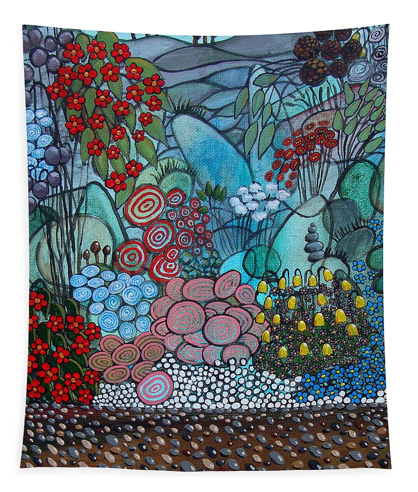 Landscape Tapestry featuring the painting By The Bay by Mindy Huntress