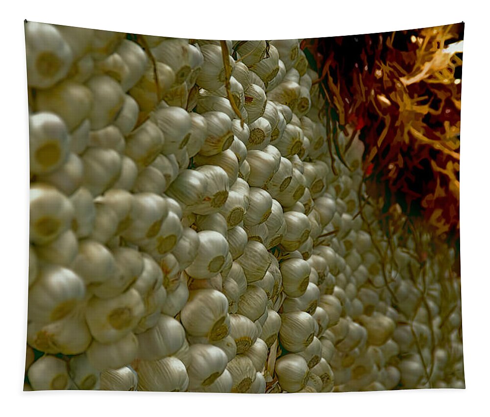 Garlic Tapestry featuring the photograph ByWard Market Wall of Garlic Cloves by Peggy Collins