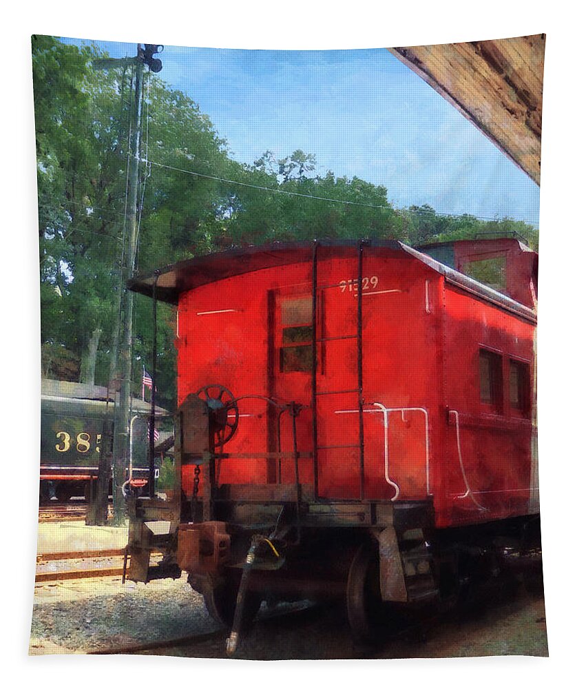 Train Tapestry featuring the photograph Caboose by Susan Savad