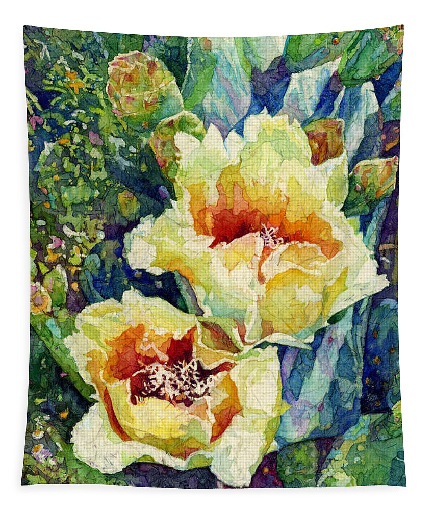 Cactus Tapestry featuring the painting Cactus Splendor I by Hailey E Herrera