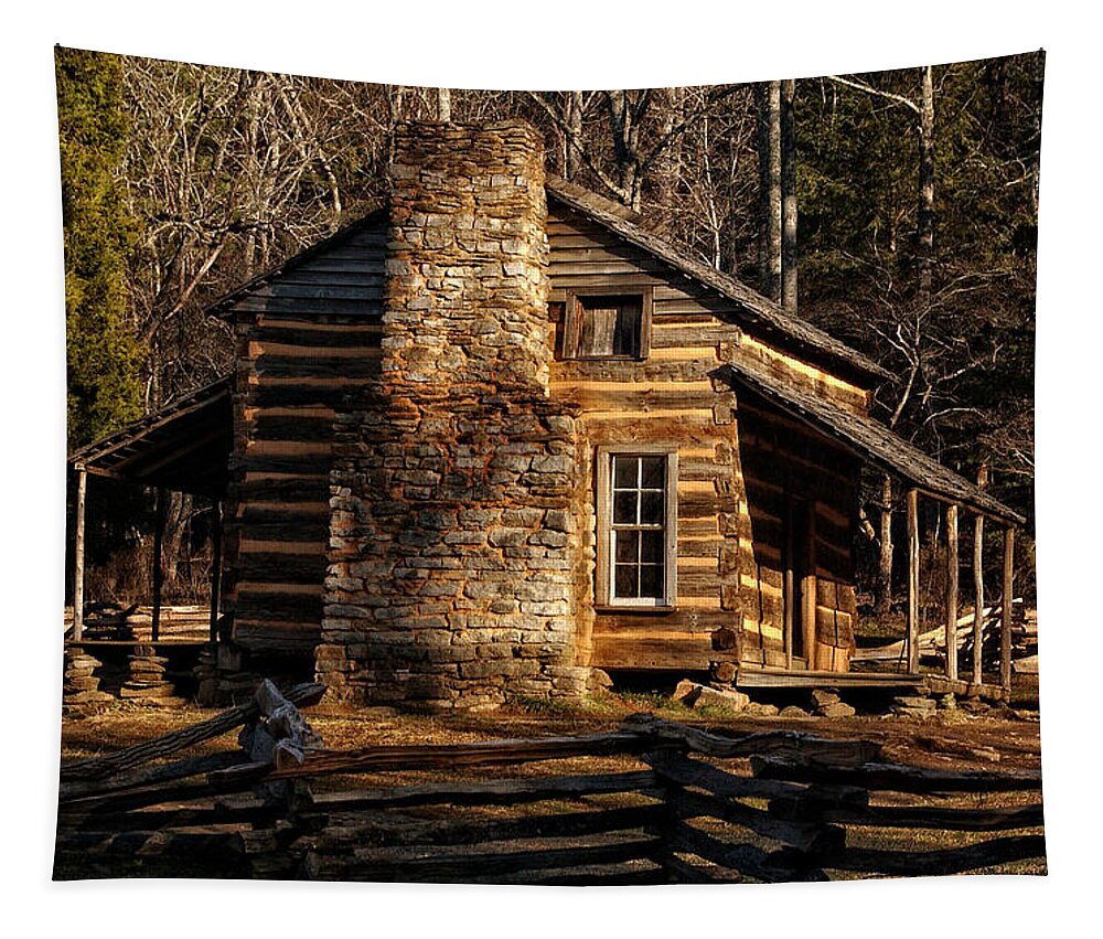 Cades Cove Tapestry featuring the photograph Cades Cove Oliver's Cabin by Greg and Chrystal Mimbs