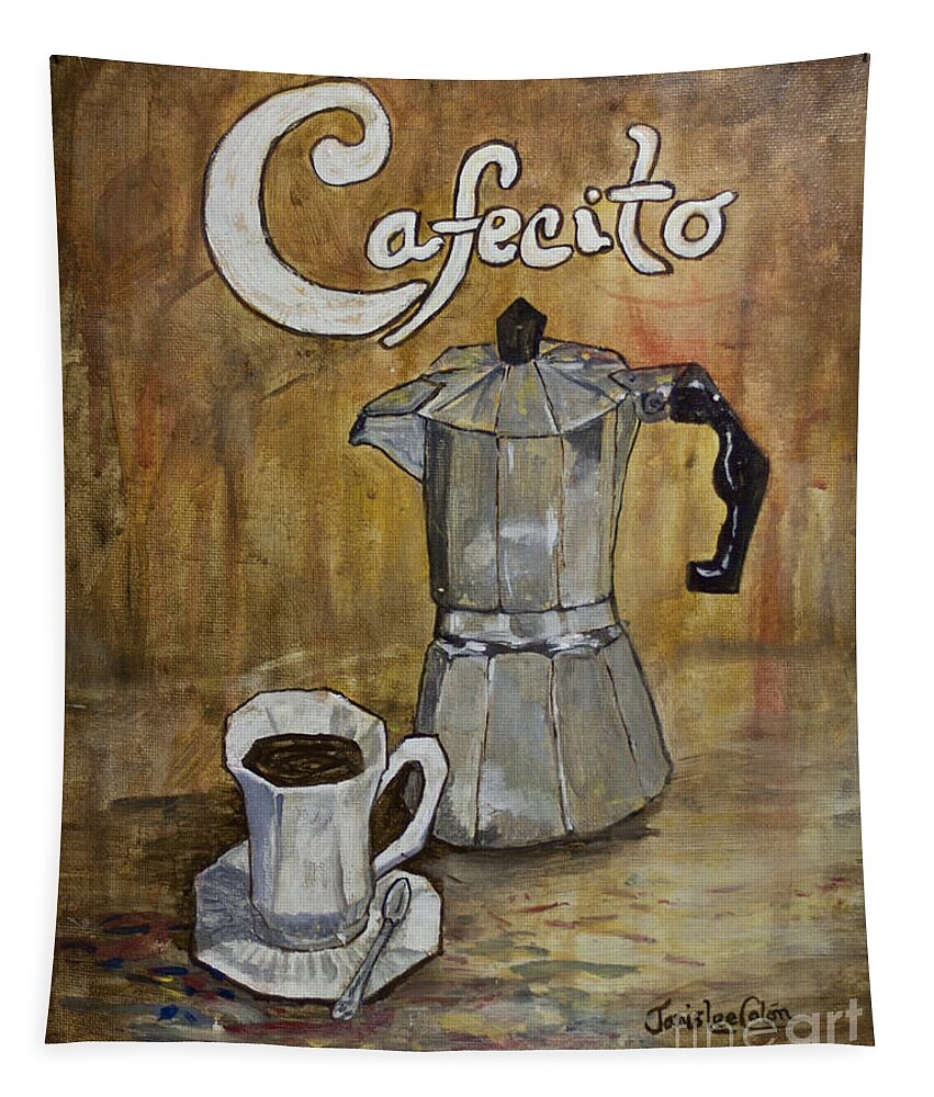 Cafecito Tapestry featuring the painting Cafecito by Janis Lee Colon