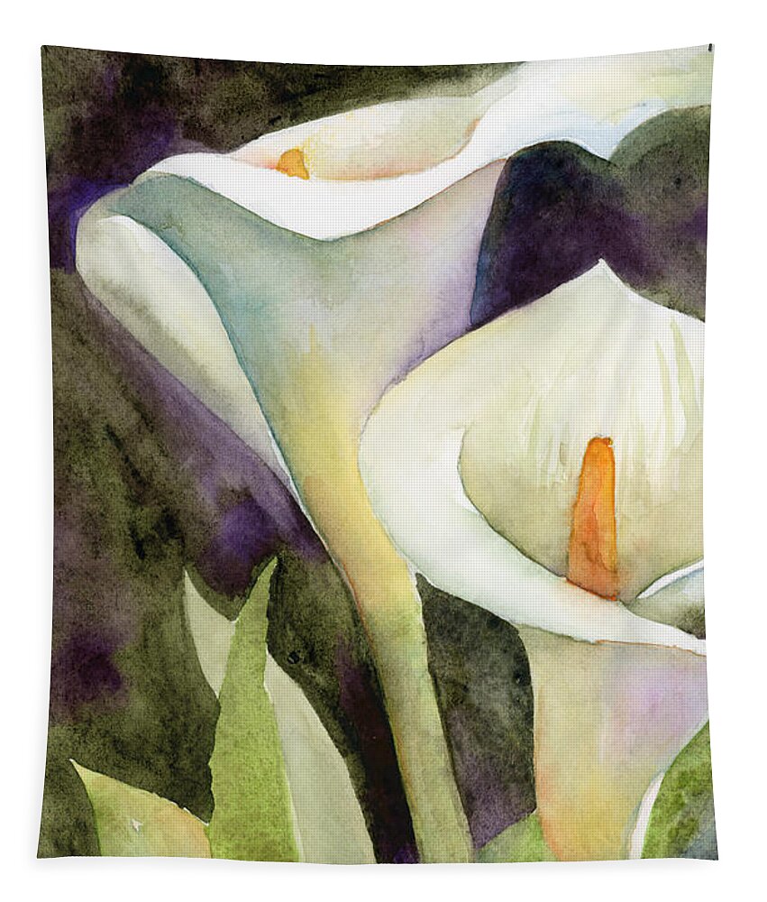 Zantedeschia Tapestry featuring the painting Calla Lilies by Amy Kirkpatrick