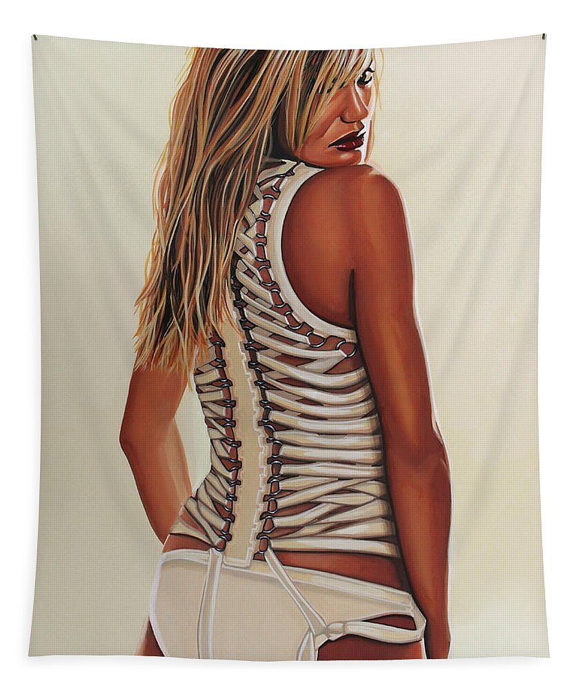 Cameron Diaz Tapestry featuring the painting Cameron Diaz Painting by Paul Meijering