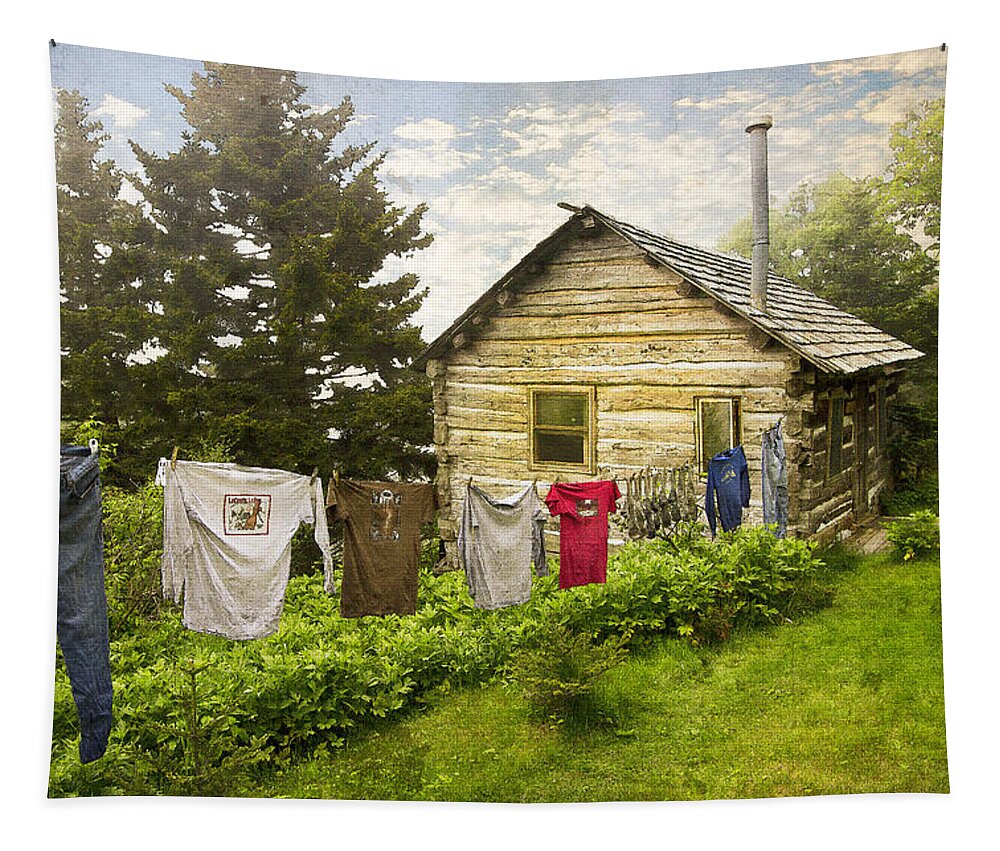Appalachia Tapestry featuring the photograph Camp LeConte by Debra and Dave Vanderlaan