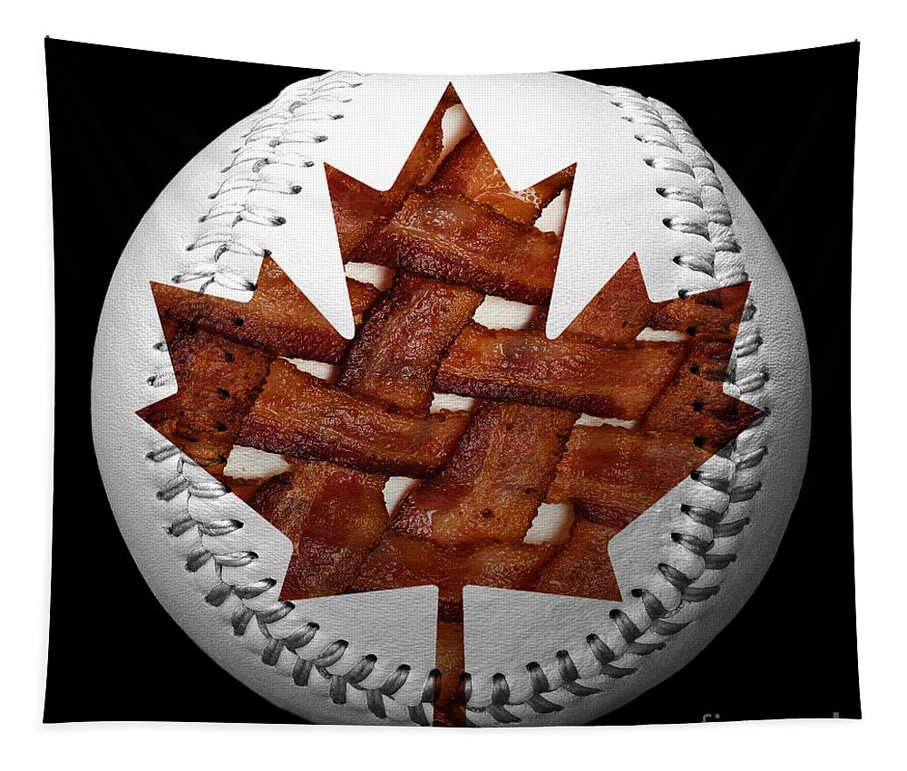 Baseball Tapestry featuring the photograph Canadian Bacon Lovers Baseball Square by Andee Design