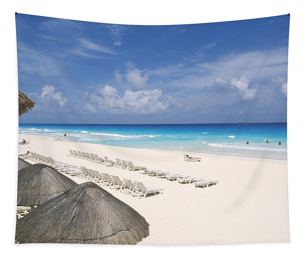 Attraction Tapestry featuring the photograph Cancun Beach by Bill Bachmann - Printscapes