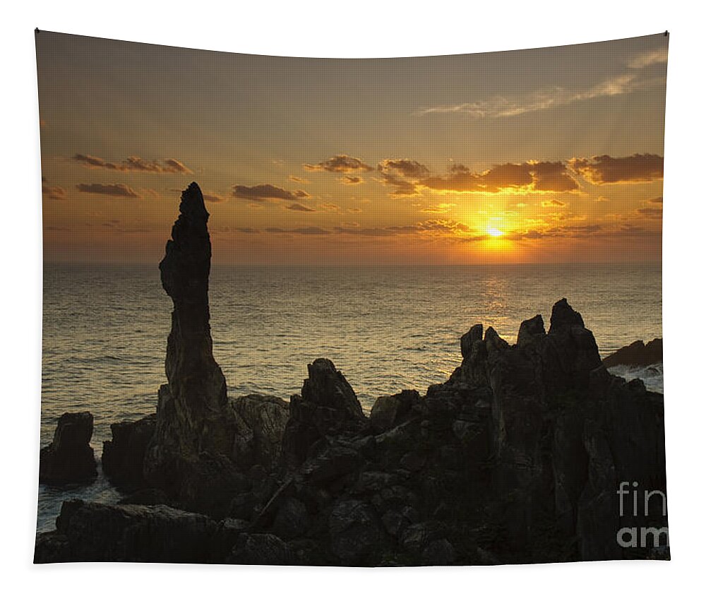 Dawn Tapestry featuring the Candlestick Rock sunrise Korea by Ken Brown
