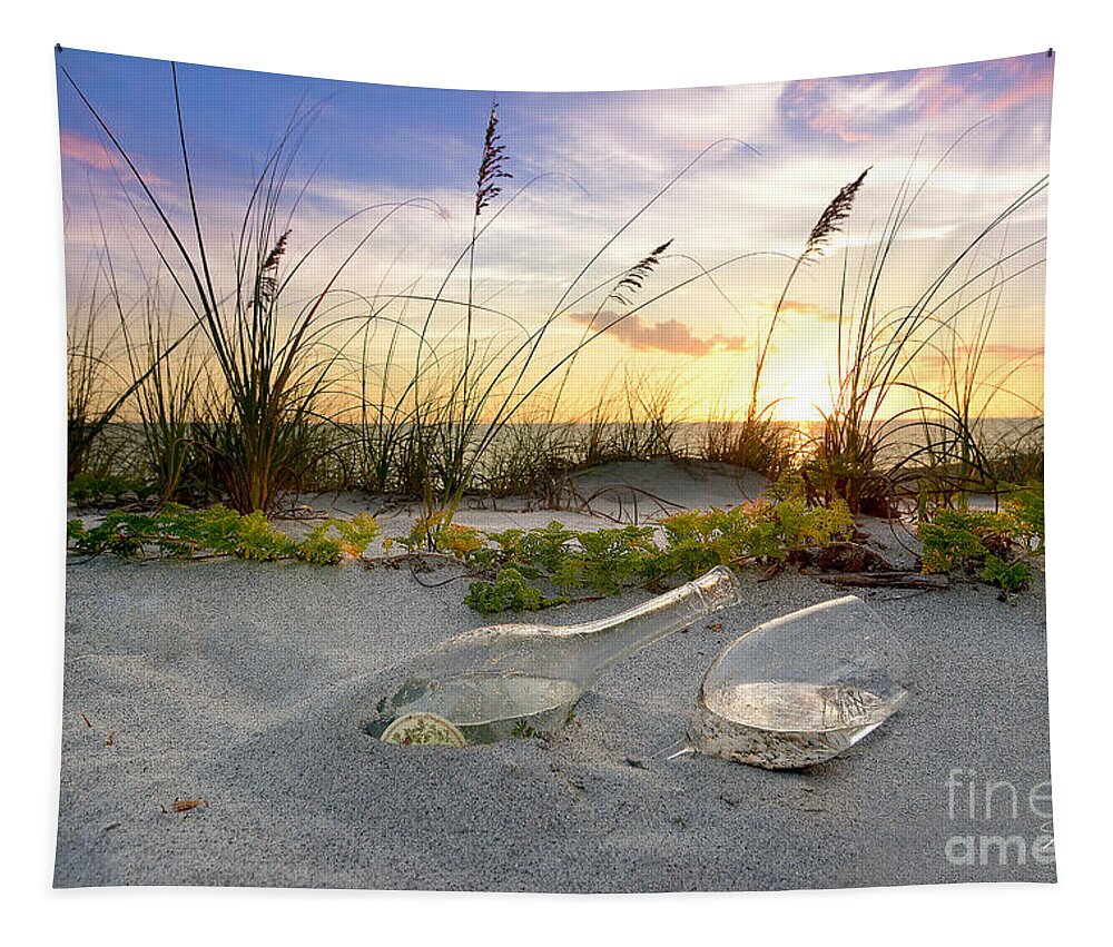 Beach Tapestry featuring the mixed media Captiva Sunset #1 by Jon Neidert