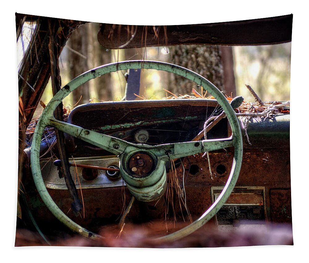 Junk Yard Tapestry featuring the photograph Car in the Woods by Greg and Chrystal Mimbs